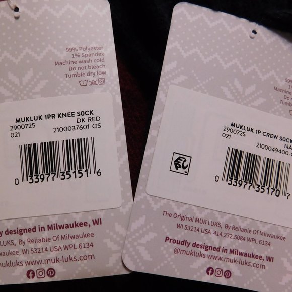 Muk Luks Knee High Socks and Boot Socks Women's Blue and Burgundy - Picture 4 of 4